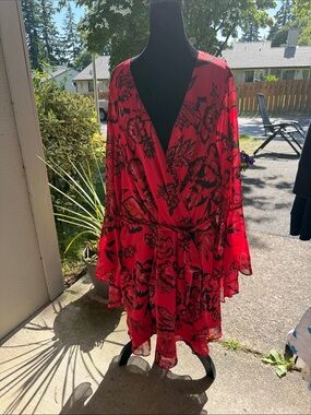 City Chic Red and Black Floral dress